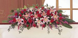 Amethyst and Ruby Casket Spray