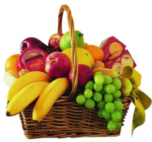 Fruit Basket with Cheese and Crackers