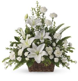 Peaceful White Lilies Basket