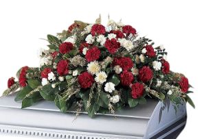 Red and White Casket Spray