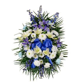 Blue and White Standing Spray
