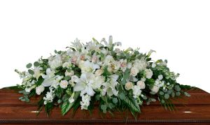 All White Casket Spray
