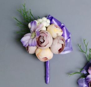 Peony Party Silk Boutonniere - Purple