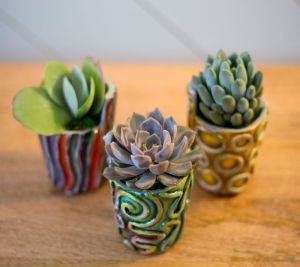 Rainbow Raku Succulent Planter