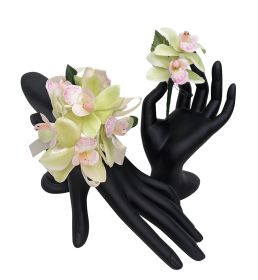 Silk Green Orchid Corsage and Boutonniere Combo