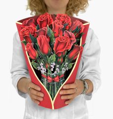 Red roses pop-up greeting card