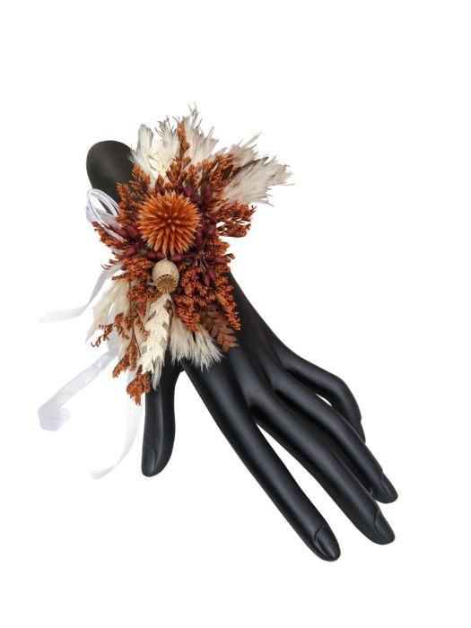 Burnt Orange Dried Flower Wristlet Corsage