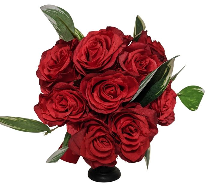 Red Rose Silk Clutch Bouquet Close Up