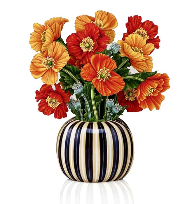 French Poppies Fresh Cut Paper Card