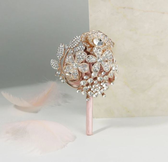 Rose Gold Shimmering Brooch Boutonniere