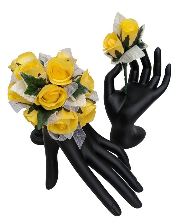 Yellow Silk Rose Prom Combo